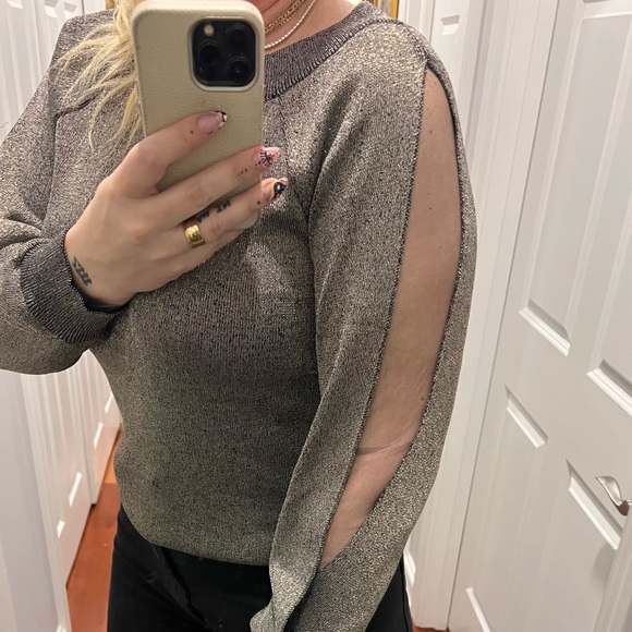 Molly Bracken metallic silver gray open sleeve sweater - Picture 5 of 5